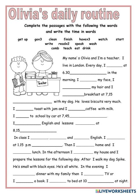 Daily Routine Online Exercise For Grade 4 English Worksheets For Kids