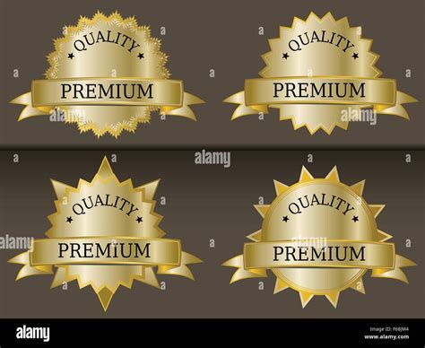 Gold Premium Quality Labels Best Choice Set Design Stock Vector Image