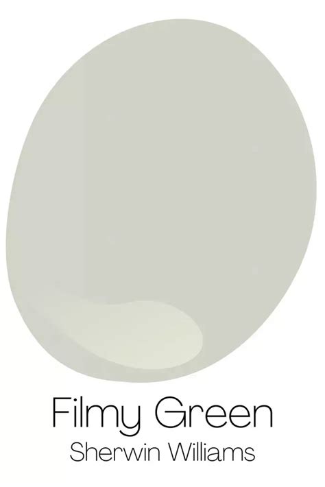 A White Paint Color With The Words Filmy Green Sherylin Williams