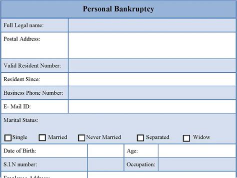 Personal Bankruptcy Form | Editable PDF Forms