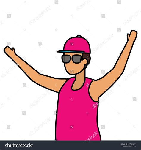 Happy Man Celebrating Arms Vector Illustration Stock Vector Royalty