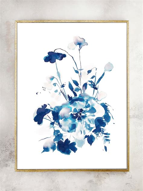 Original Indigo Painting Indigo Dye Indigo Floral - Etsy