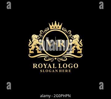 VR Letter Lion Royal Luxury Heraldic Crest Logo Template In Vector Art