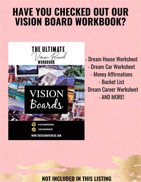 Vision Board Worksheet Vision Board Checklist Law Of Etsy