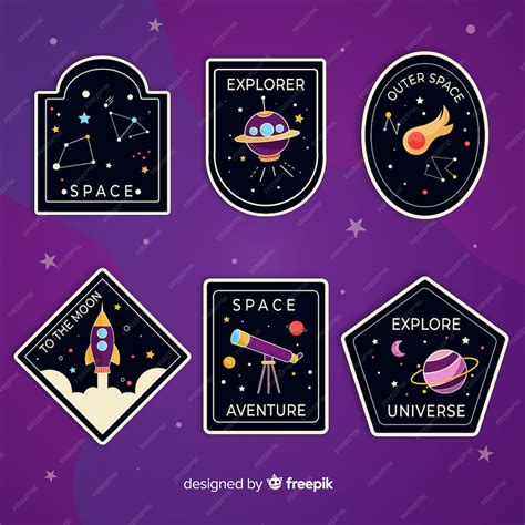 Free Vector | Cute illustrated space stickers collection