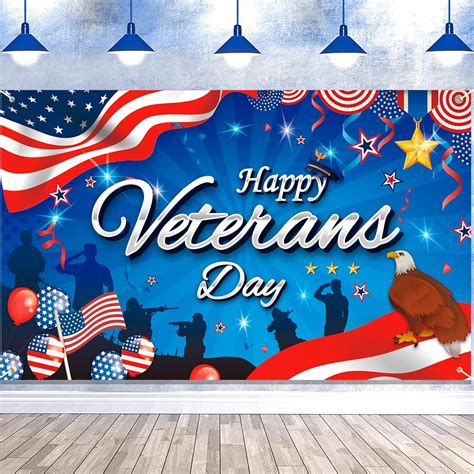 Amazon HOWAF Happy Veterans Day Backdrop Banner Veterans Day