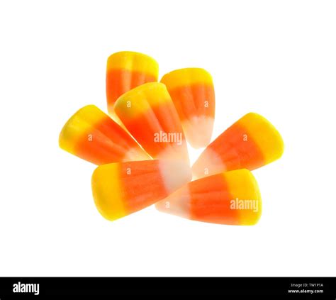 Colorful Halloween Candy Corns On White Background Stock Photo Alamy