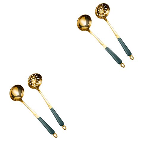 Pcs Hot Pot Spoon Stainless Steel Serving Utensils Soup Spoons Cooking Universal Plastic