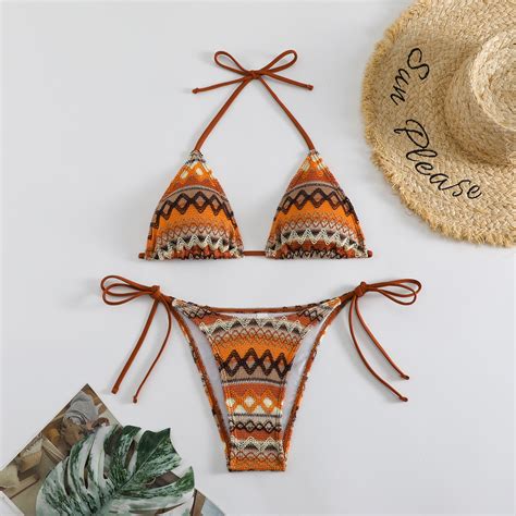 Knitted Sexy Bikini Summer Beach Bikini Swimsuit Two Pieces Swimwear