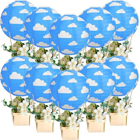 Amazon Retisee Sets Blue Sky White Cloud Hot Air Balloon Decorations For Baby Shower
