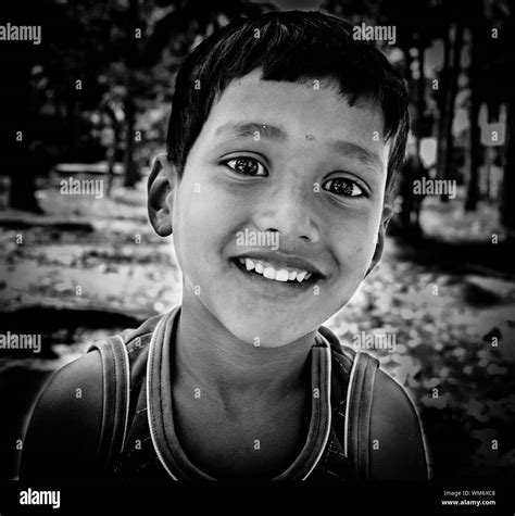 Indian Boy Smiling Portrait Black And White Stock Photos And Images Alamy