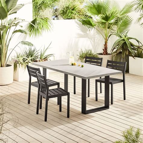 Portside Concrete Outdoor Dining Table Portside Aluminum Dining