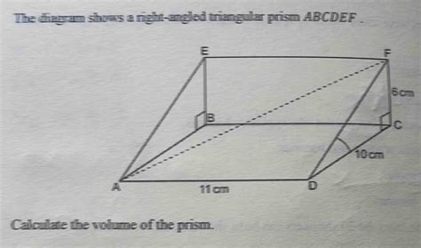 Solved The Diagram Shows A Right Angled Triangular Prism Abcdef