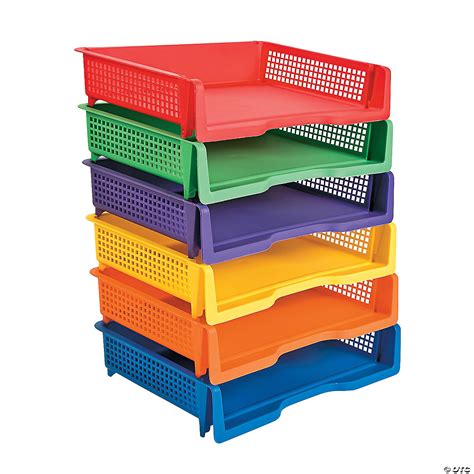 13 1/4" x 2 3/4" Colorful Plastic Stackable Storage Trays - 6 Pc. | Oriental Trading