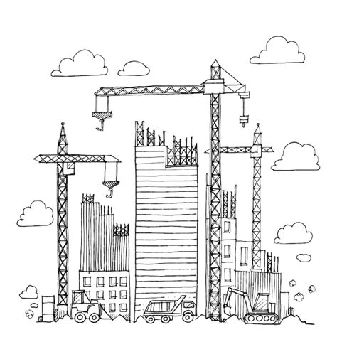 Premium Vector Urban Construction Building Sketch