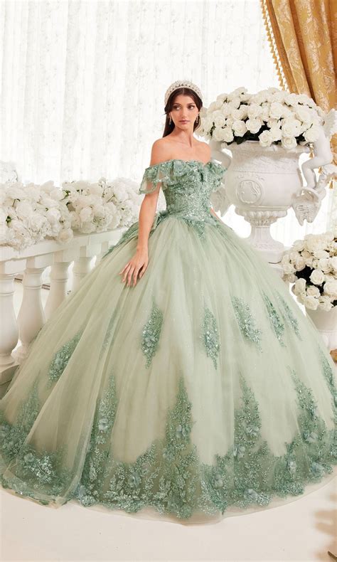 Ladivine 15701 Glitter Quince Dress with Back Bow - Emerald / XSmall