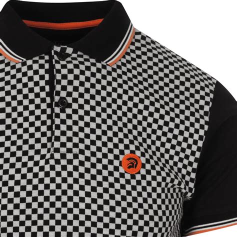 Trojan Records Two Tone Ska Checkerboard Polo In Black