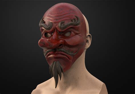 Obj File Japanese Tengu Mask Oni Demon Mask Samurai Mask D Print Model