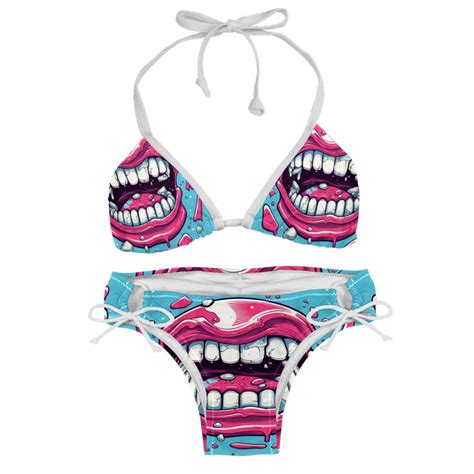 Tiny Teeth Detachable Sponge Adjustable Strap Bikini Set Pack Swimwear Swimsuit Beach Pool