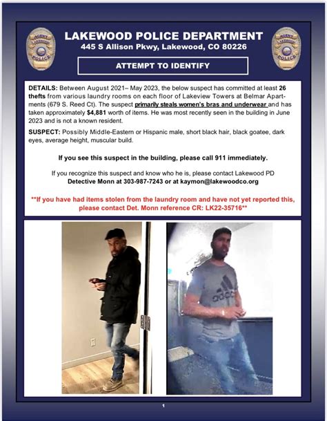 Lakewood Police Dept On Twitter Please Contact Detective Monn If You