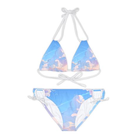 Sky Patterned Bikini Set Sky Design Bikini Set Blue Pink Bikini Set Cloudy Design Bikini Set