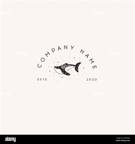 Logotype Template Mystical Whale With Moon And Stars Stars