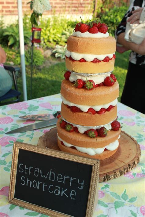 Strawberry Shortcake Naked Cake Made Ahead Of Time Using Stabilized