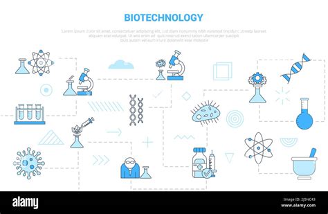 Biotechnology Concept With Icon Set Template Banner With Modern Blue