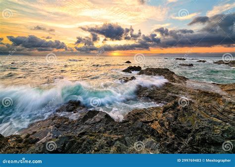 Sunset Ocean Beach Landscape Surreal Nature Sunrise Sea Rocks Coastline