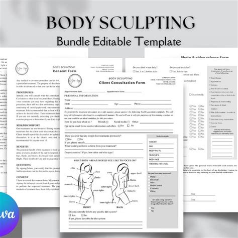 Editable Body Sculpting Client Intake Bundle Forms Body Etsy