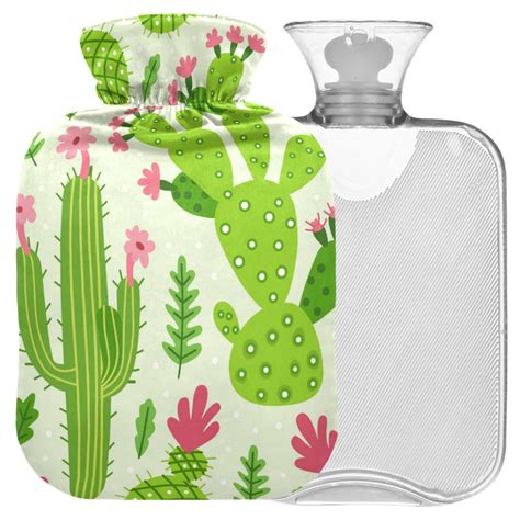 Naanle L Cartoon Cactus Hot Water Bottle Pain Relief For Menstrual Cramps Hand Foot Heat