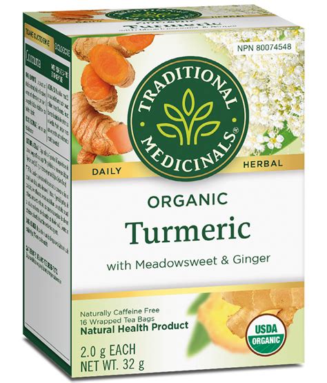 Organic Turmeric With Meadowsweet And Ginger Tea Traditional Medicinals