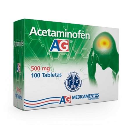 Acetaminofén 500 Mg AG Caja X 100 Tabletas