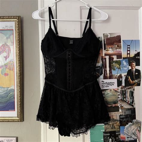 Black Lace Corset Teddy Lingerie Only Worn Once Depop