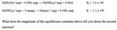 Solved Ni H2O 62 Aq 6 NH3 Aq Ni NH3 62 Aq 6 H2O Chegg