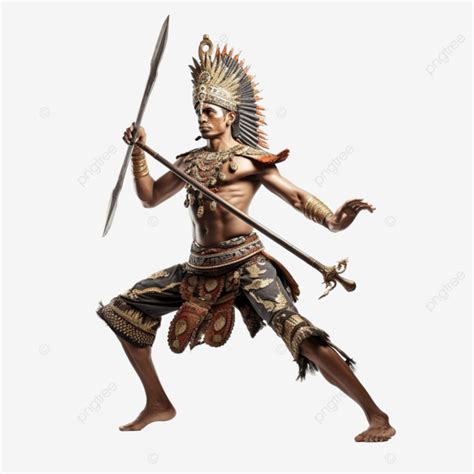 Nusantara Warrior Combating Movement Pattern With Hold Spear Combat