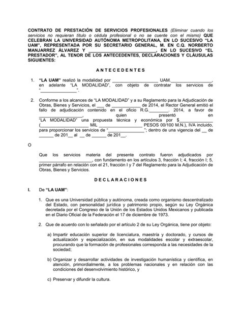 Contrato prestación de servicios profesionales