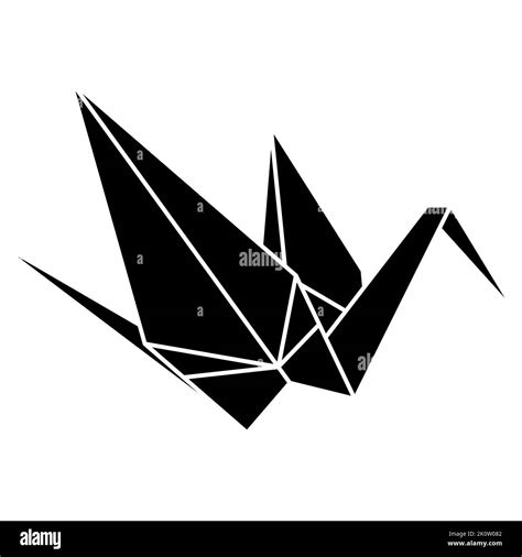 Origami crane vector silhouette illustration icon isolated on white