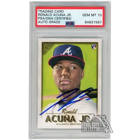 Ronald Acuna Jr 2018 Topps Gallery Autograph Rookie Card 140 PSA DNA