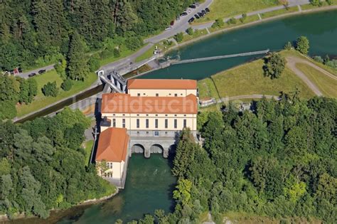 Straßlach Dingharting von oben Wasserkraftwerk Mühltal mit