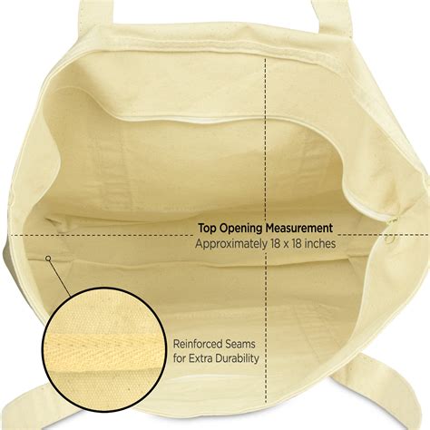 Dalix 22 Extra Large Cotton Canvas Zippered Shopping Tote Grocery Bag