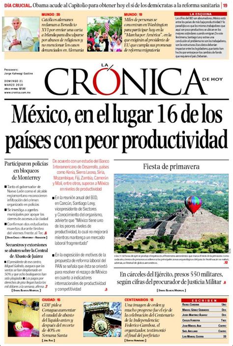 Periódico La Crónica De Hoy México Periódicos De México Edición De