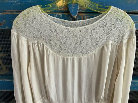 Vintage Edwardian S S Sheer Silk Dress Lace Top Open Sleeve