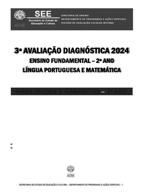 2 Cópias Habilidades E Gabaritos Da 3 Avaliação Diagnóstica 2024 Ef