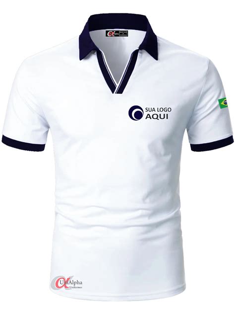 Camisa Gola Polo Masculina E Feminina Preta Branca Kit