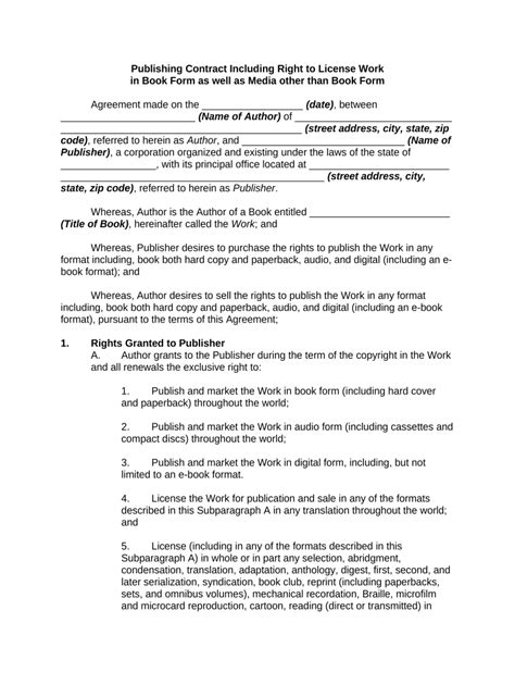 publishing contract template  template pdffiller