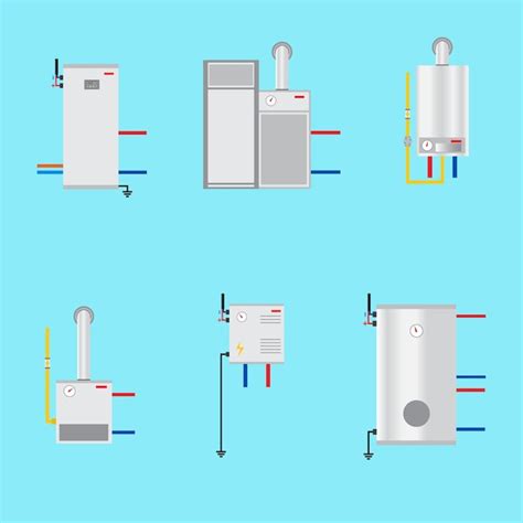 Premium Vector Different Boilers Icons Set Flat Style Electrical Gas