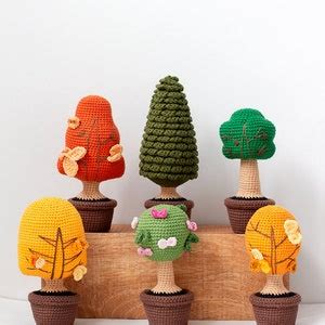 SET Amigurumi Pattern Crochet Sex Trees Amigurumi Trees Amigurumi Forest Pattern Trees