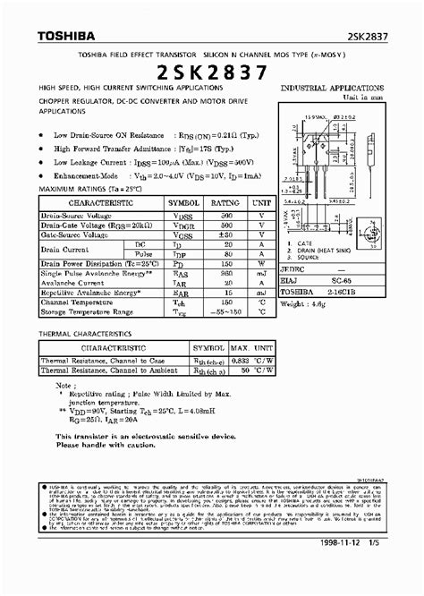 K2837_1860013.PDF Datasheet Download --- IC-ON-LINE