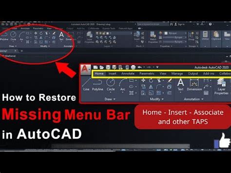 Show Menu Bar In Autocad Menu Bar Youtube